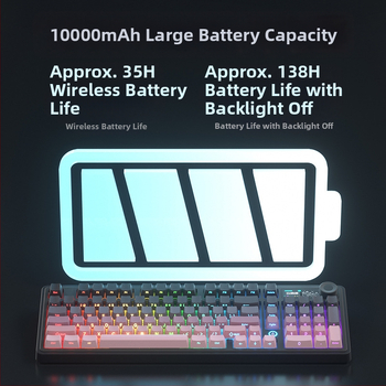 Ak980 V2 механизмална клавиатура, 98 клавиша, три режима на свързване, 10000mAh батерия, свързва се с до 3 устройства