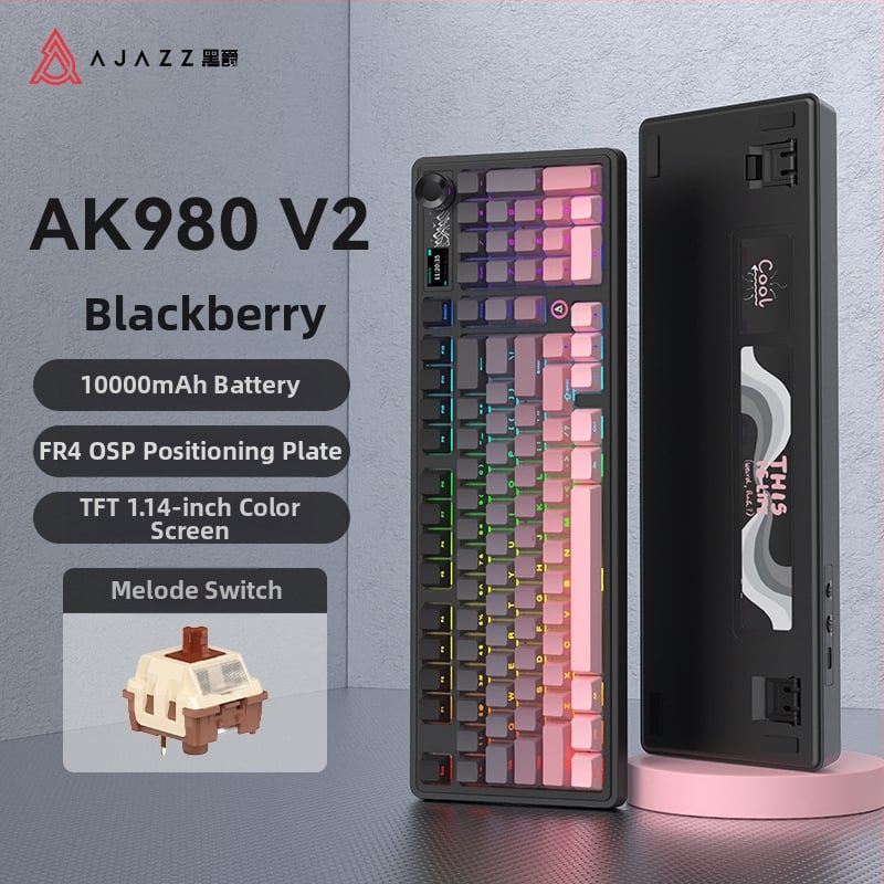Ak980 V2 механизмална клавиатура, 98 клавиша, три режима на свързване, 10000mAh батерия, свързва се с до 3 устройства