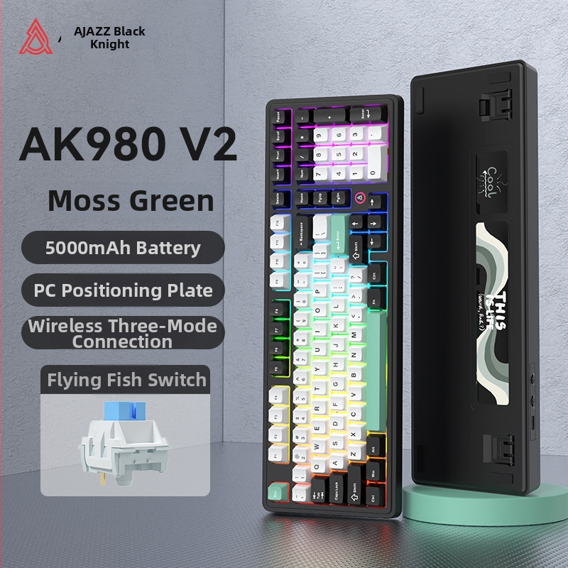 Ak980 V2 механизмална клавиатура, 98 клавиша, три режима на свързване, 10000mAh батерия, свързва се с до 3 устройства