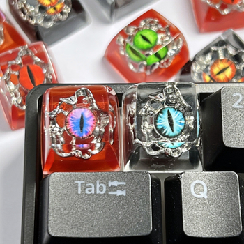 Capă cheie din rășină epoxidică pentru tastatură mecanică – design Halloween cu ochi de demon, realizare manuală, model KK-cokio 91h