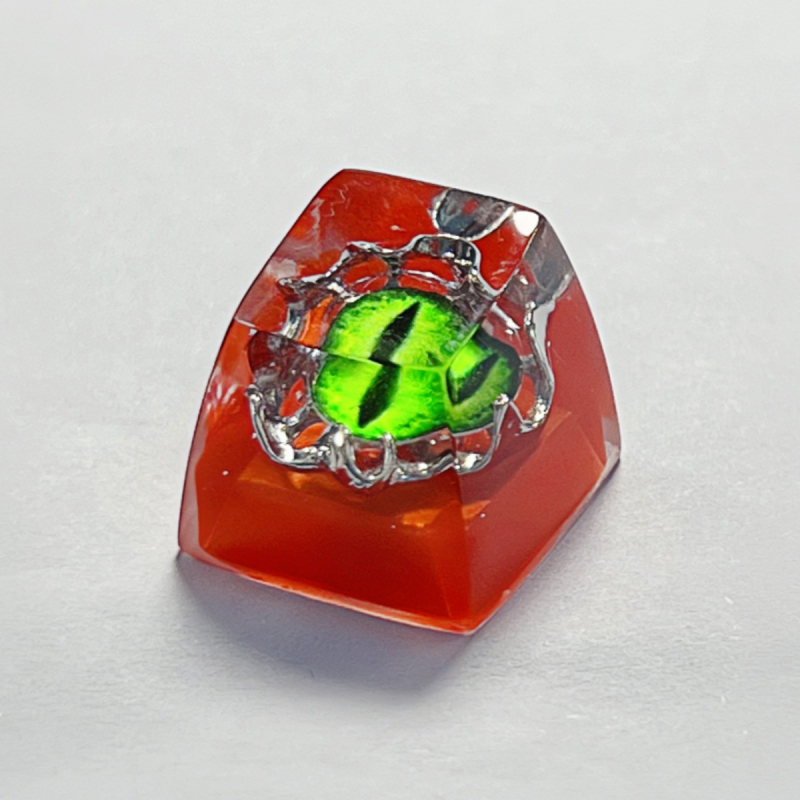 Capă cheie din rășină epoxidică pentru tastatură mecanică – design Halloween cu ochi de demon, realizare manuală, model KK-cokio 91h