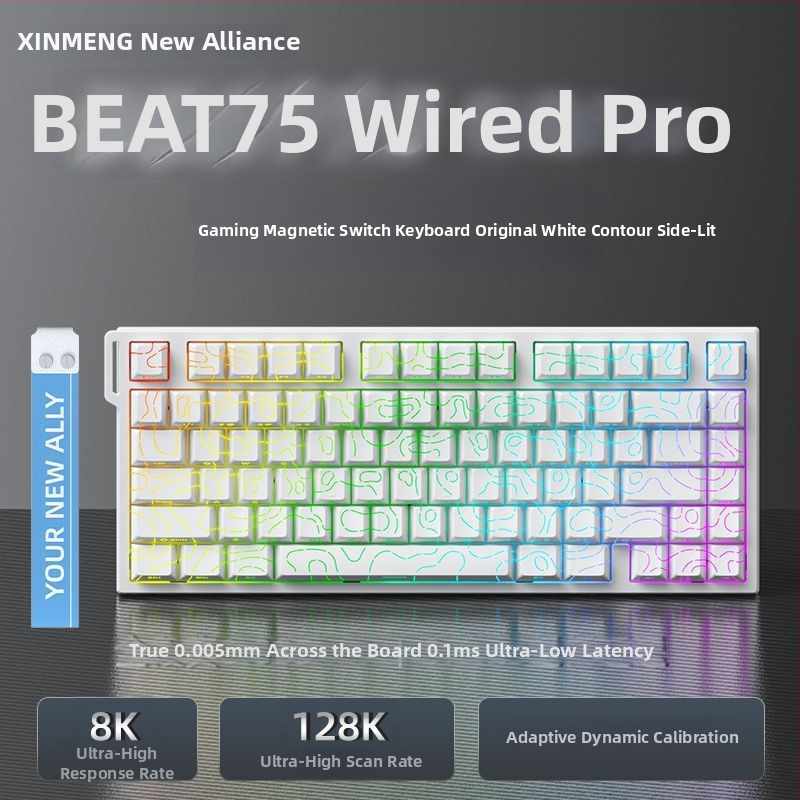 Beat75 магнитна ос клавиатура — безжична трирежимна (жично, Bluetooth, 2.4G), 8K опрашване, цифрова клавиатура, RGB подсветка, ниска латентност
