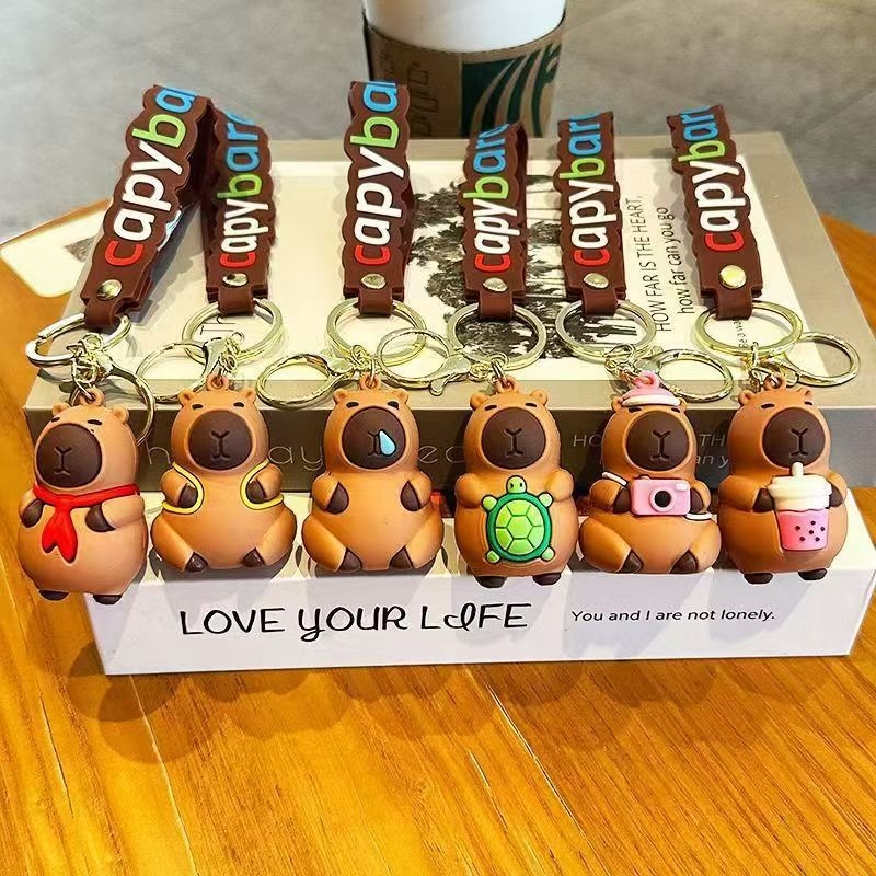 Breloc din silicon cu capybara, stil desen animat, ambalat separat, cadou potrivit (zile de naștere, suvenir de călătorie)