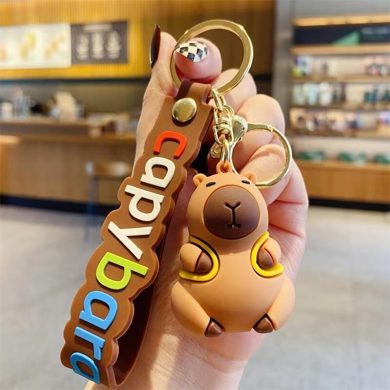 Breloc din silicon cu capybara, stil desen animat, ambalat separat, cadou potrivit (zile de naștere, suvenir de călătorie)