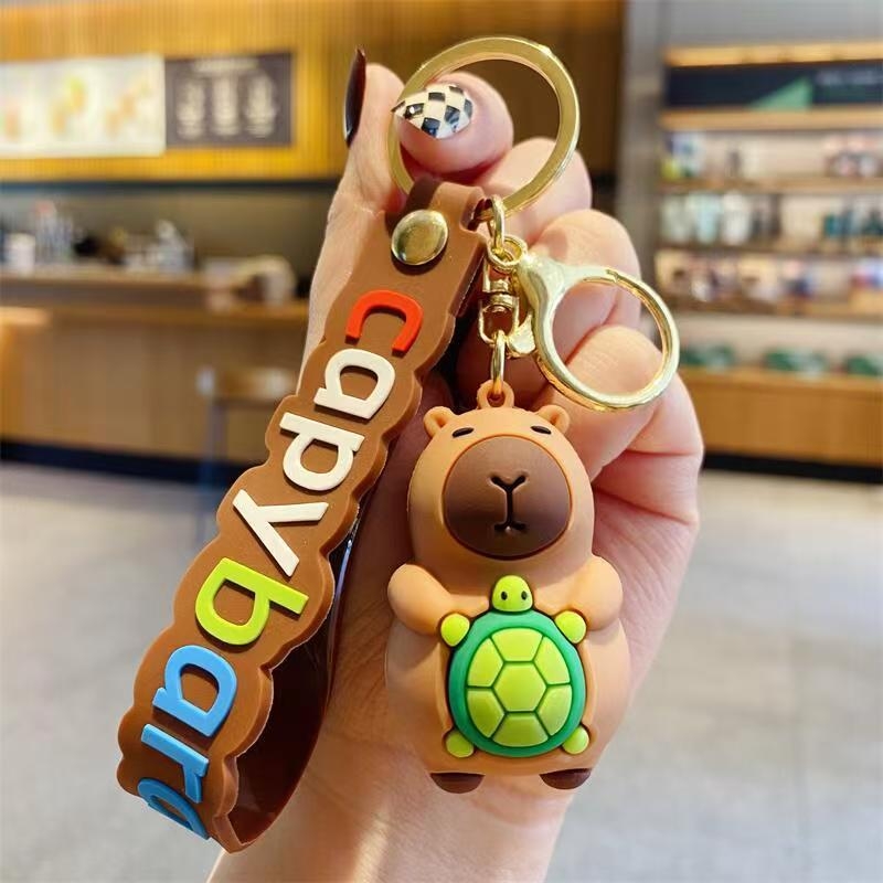 Breloc din silicon cu capybara, stil desen animat, ambalat separat, cadou potrivit (zile de naștere, suvenir de călătorie)