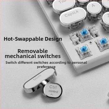 Bluetooth клавиатура с 87 клавиши, механични превключватели, водоустойчива ABS конструкция, мултицветна подсветка и свързване до 3 устройства