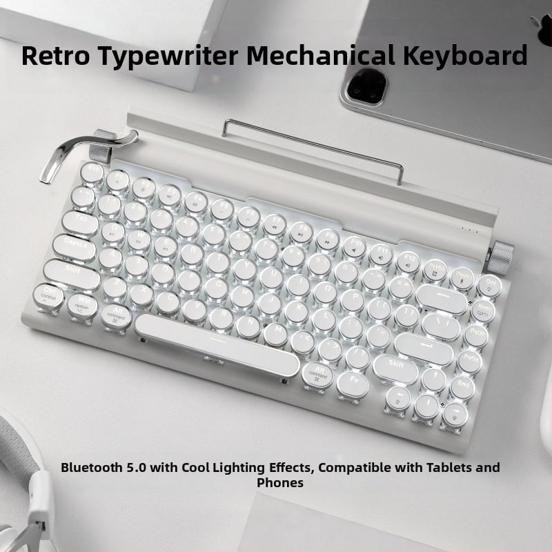 Bluetooth клавиатура с 87 клавиши, механични превключватели, водоустойчива ABS конструкция, мултицветна подсветка и свързване до 3 устройства