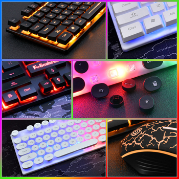 Комплект клавиатура и мишка, USB кабелен, подсветка, 1000 dpi, ергономичен, водоустойчив, 1,5 м кабел