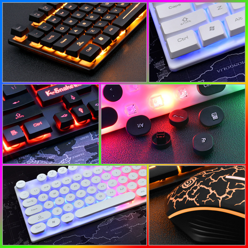 Комплект клавиатура и мишка, USB кабелен, подсветка, 1000 dpi, ергономичен, водоустойчив, 1,5 м кабел