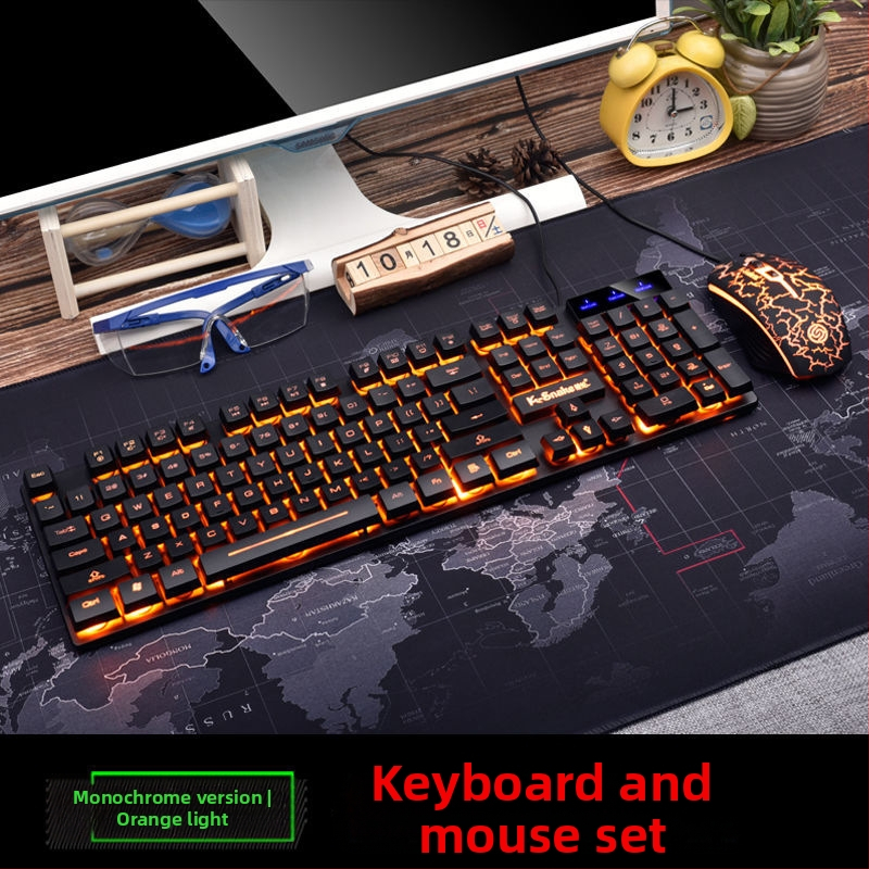 Sada klávesnice a myši USB, podsvietená, 1000dpi, ergonómická, vodotesná, 1,5 m kábel