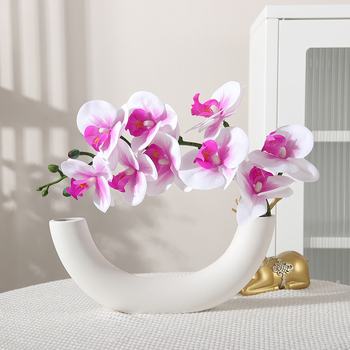 Umjetni buket Phalaenopsis orhideja, 9 glavica, svilenih cvjetova, unutarnja dekoracija, vjenčane rekvizite i rekviziti za fotografiju