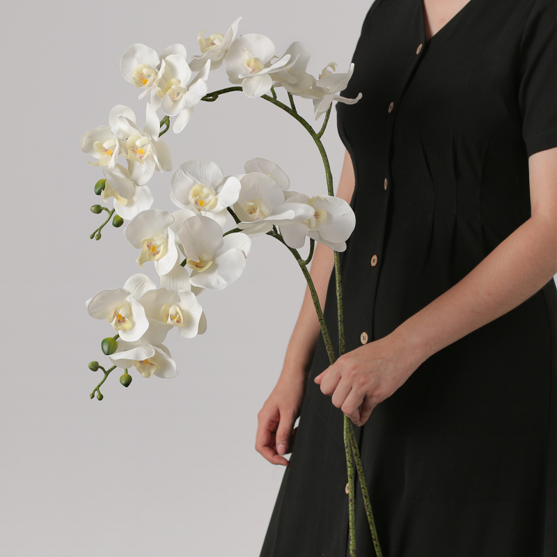 Umjetni buket Phalaenopsis orhideja, 9 glavica, svilenih cvjetova, unutarnja dekoracija, vjenčane rekvizite i rekviziti za fotografiju