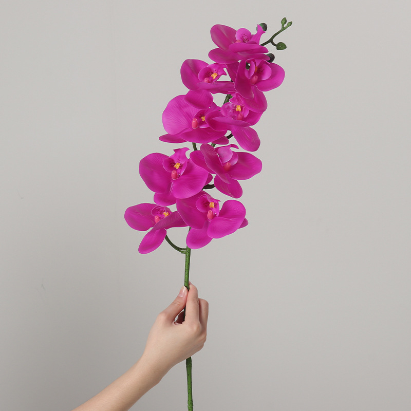 Umjetni buket Phalaenopsis orhideja, 9 glavica, svilenih cvjetova, unutarnja dekoracija, vjenčane rekvizite i rekviziti za fotografiju