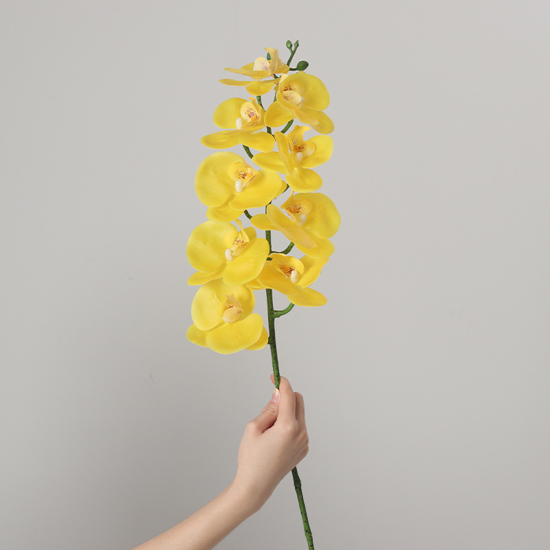 Umjetni buket Phalaenopsis orhideja, 9 glavica, svilenih cvjetova, unutarnja dekoracija, vjenčane rekvizite i rekviziti za fotografiju