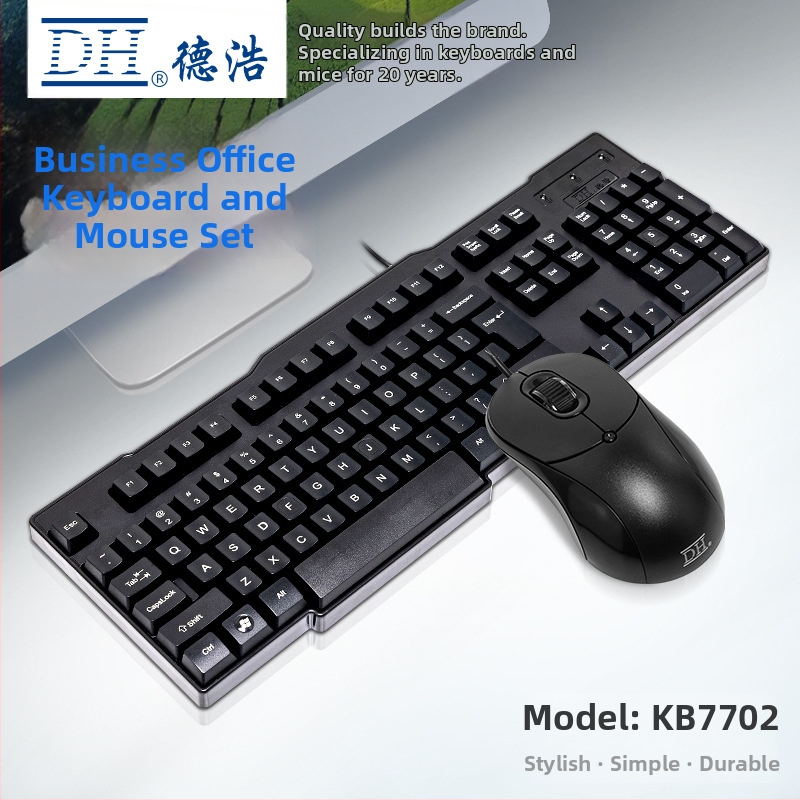 KB-7702 Kabelový set klávesnice a myši | PS/2 klávesnica, USB myš | 2000 DPI optický senzor • multimediálne klávesy • ergonomický • vodotesný