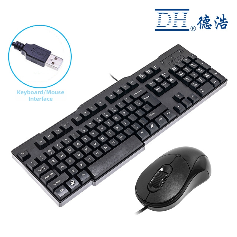 KB-7702 Kabelový set klávesnice a myši | PS/2 klávesnica, USB myš | 2000 DPI optický senzor • multimediálne klávesy • ergonomický • vodotesný