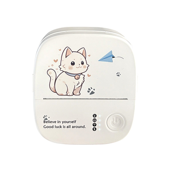 Мини принтер за котешки стикери – портативен Bluetooth термичен принтер, ширина печати 5,7 см, 1 ролка хартия, захранване 3,7V, съвместим с iOS и Android