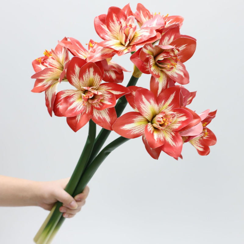 Flori artificiale Amaryllis și Clivia, suprafață PU — Material: Plastic, PU; Procese: vopsire, turnare prin injecție, serigrafie, imprimare 3D; Utilizări: nunți, exterior, recuzita pentru fotografie, decor de casă; Model: 19147829257