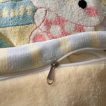 Set de pat din velur de lapte cu broderie, model cartoon, vopsire reactive, 4 piese