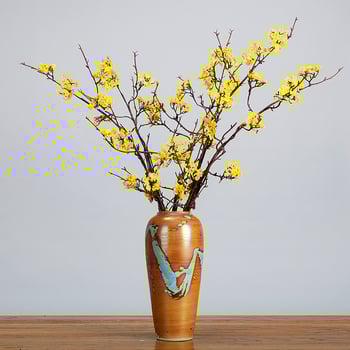 Jednoklona umjetna trešnjina loza za kućnu dekoraciju, zen inspirirana, sa svilenim cvjetovima i svilenom tkaninom