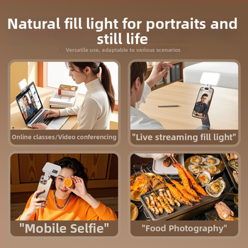 Lumină mică clip-on pentru telefoane mobile, 4W, 5V, temperatură de culoare reglabilă 2500K–9900K, trei temperaturi, pentru streaming, fotografie în aer liber
