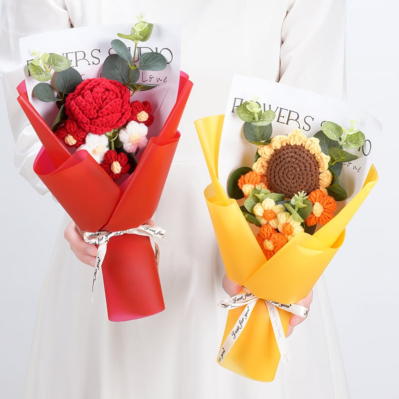 Слънчогледов изкуствен букет - ръчно изработен от Muyi; подарък за Деня на учителя.