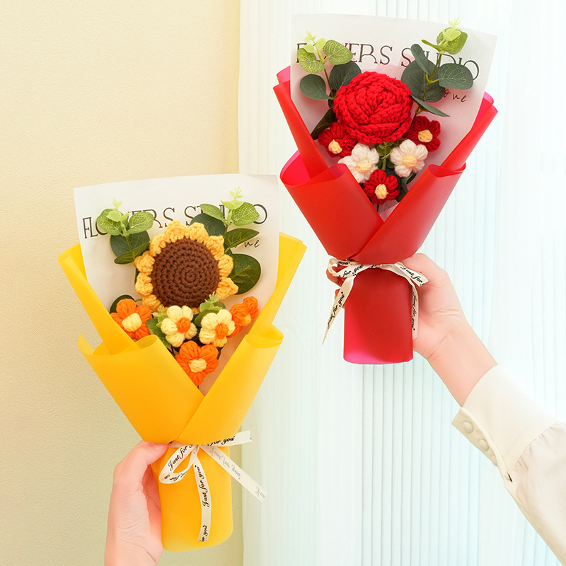 Слънчогледов изкуствен букет - ръчно изработен от Muyi; подарък за Деня на учителя.
