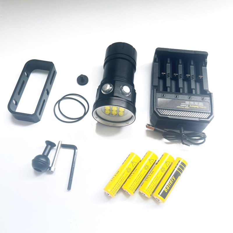 Lampa subacvatică LED pentru scufundări, 150W, corp din aliaj de aluminiu, baterie 18650, rază până la 50 m