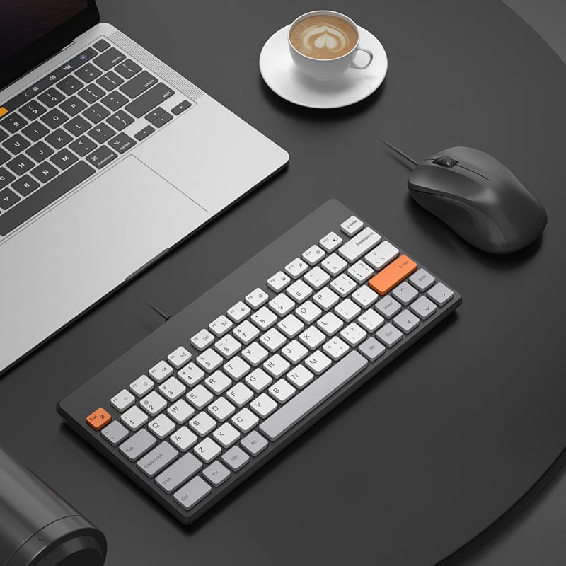 Клавиатура и мишка с кабел, 68 клавиши, USB, ABS корпус, кабел около 1,5 м, без подсветка