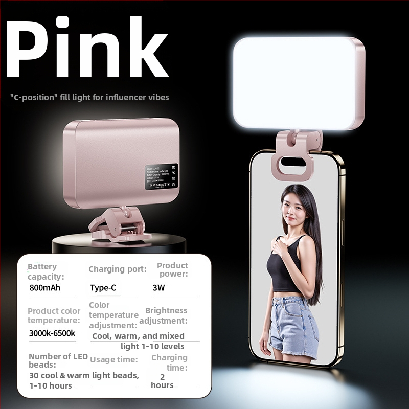 BD102 Lumină de umplere portabilă pentru smartphoneuri — LED 4W, 5V, Temperatură de culoare reglabilă 2500K–9900K, Model BD102, Pentru Live Streaming și Filmare