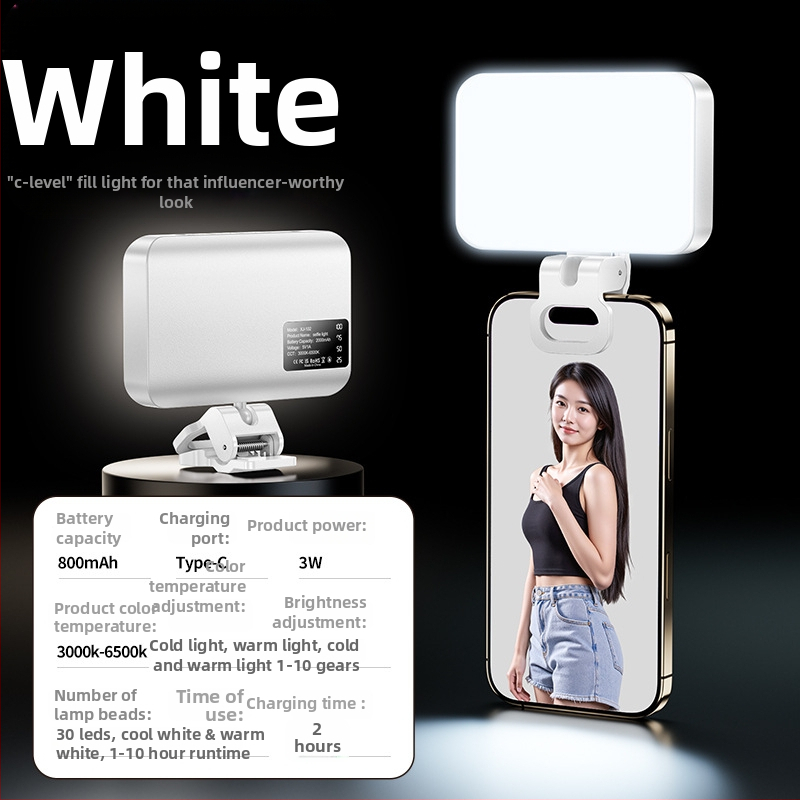 BD102 Lumină de umplere portabilă pentru smartphoneuri — LED 4W, 5V, Temperatură de culoare reglabilă 2500K–9900K, Model BD102, Pentru Live Streaming și Filmare