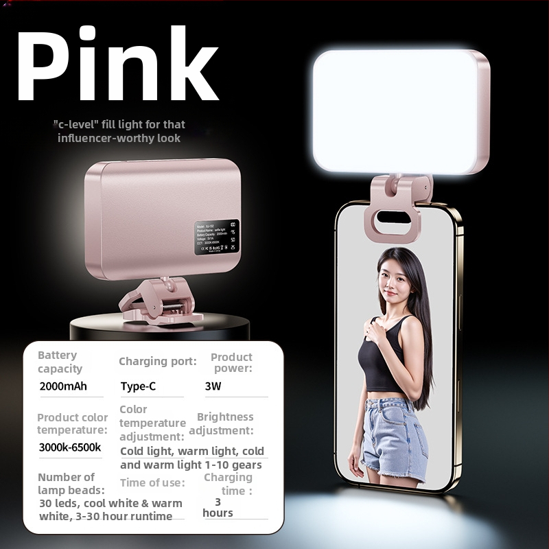 BD102 Lumină de umplere portabilă pentru smartphoneuri — LED 4W, 5V, Temperatură de culoare reglabilă 2500K–9900K, Model BD102, Pentru Live Streaming și Filmare