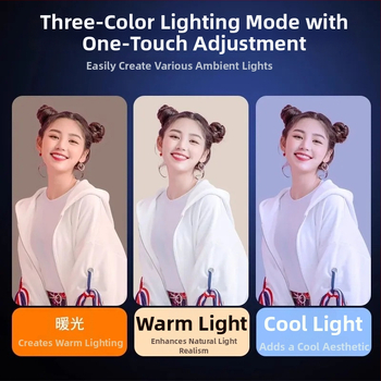 Lumină LED de fill pentru streaming live pe telefon, utilizare pe birou, 15W, 10V, temperaturi de culoare variabile, model 000159, Love Rain Spirit