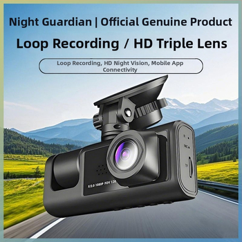 Camera de bord cu trei camere, înregistrare panoramică 360°, viziune nocturnă infraroșu, video 1080p, stocare 256GB