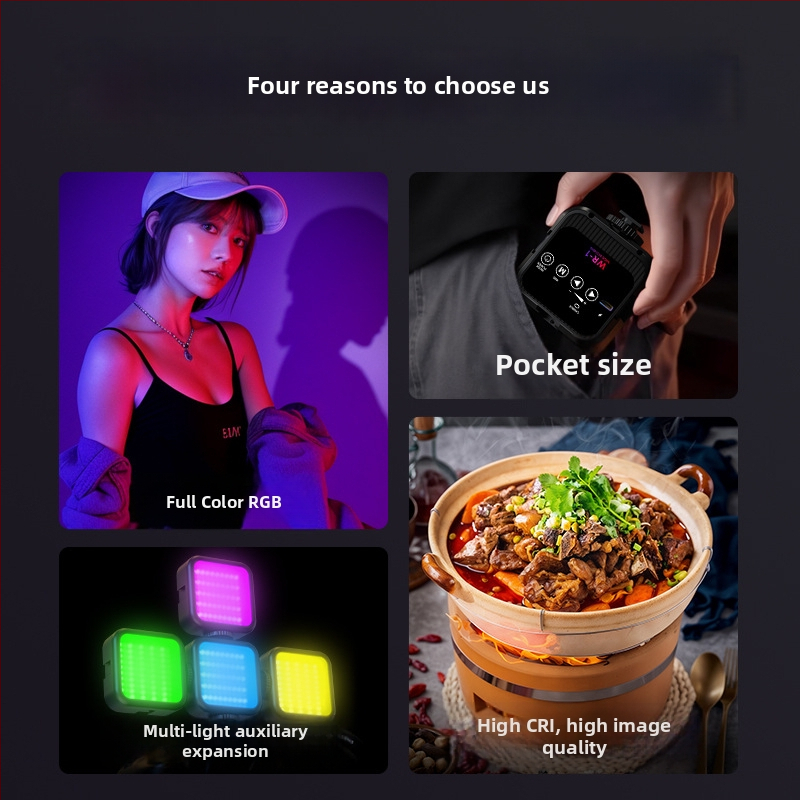 Lampa LED de umplere pentru fotografie — RGB, compactă, utilizare manuală, trei temperaturi ale culorii, ≤10W, 5V