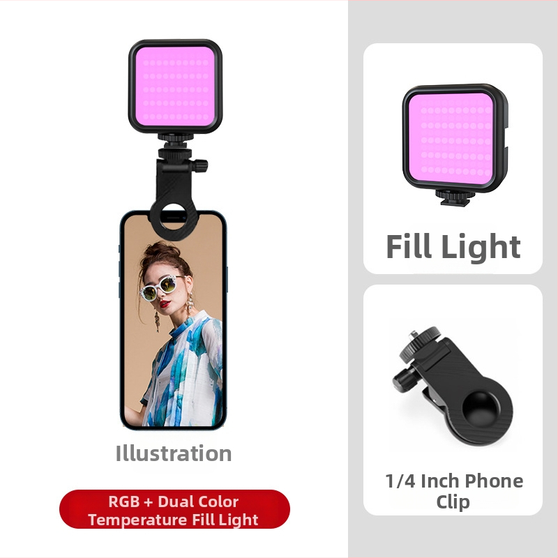 Lampa LED de umplere pentru fotografie — RGB, compactă, utilizare manuală, trei temperaturi ale culorii, ≤10W, 5V