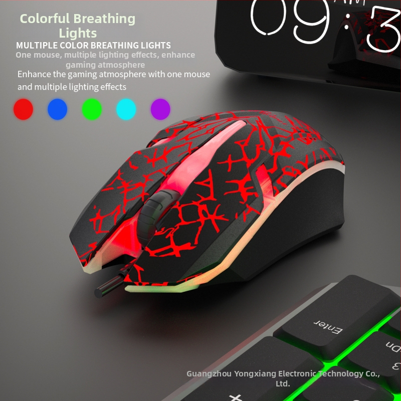 Yangcai káblový set klávesnice a myši s podsvietením, optické rozlíšenie 1200 dpi, USB pripojenie, ergonomický dizajn