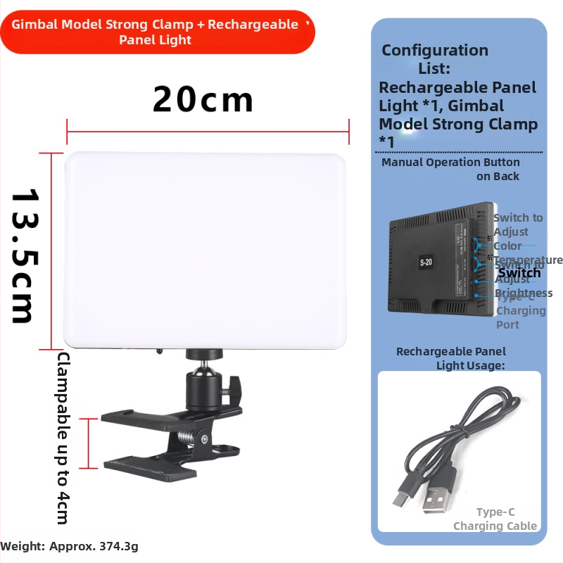 Lumină LED de umplere cu putere 10–50W, alimentare de 5V și trei temperaturi de culoare