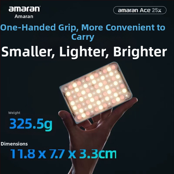 Aputure Amaran Ace 25X Lumină de umplere mini pentru exterior, cu temperatură a culorii duală (25W, 7.4V, Ace 25X) pentru filmări nocturne