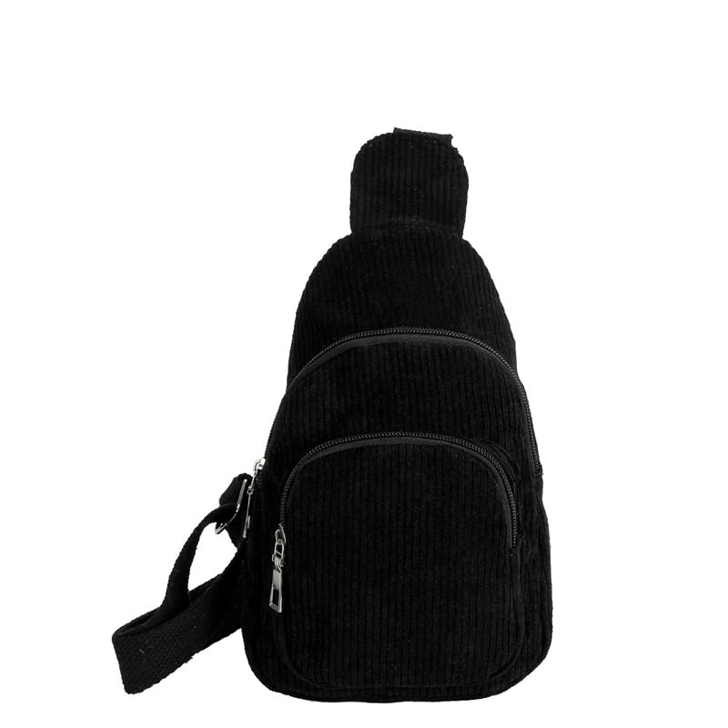 Дамска кордурова чанта за през рамо, урбанистичен стил, цип, вътрешен джоб с цип, полиестерна подплата