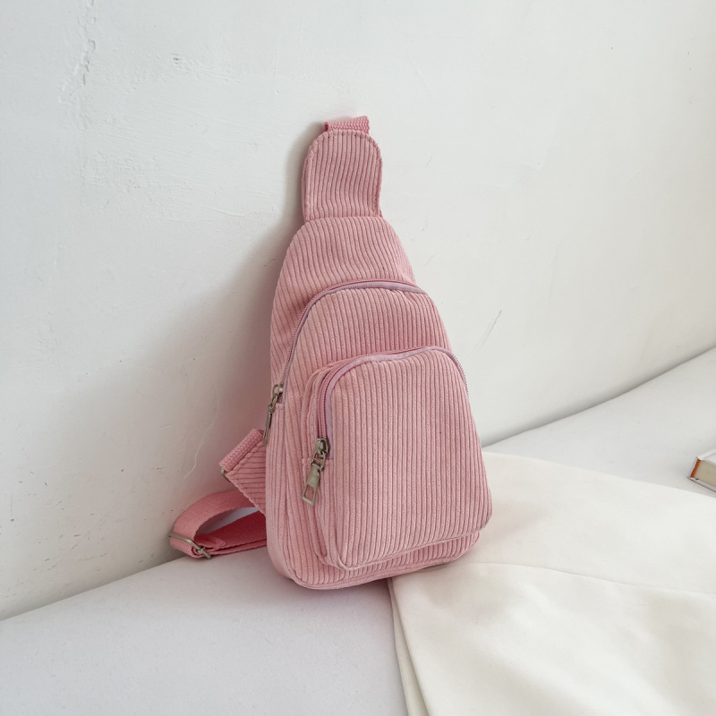 Дамска кордурова чанта за през рамо, урбанистичен стил, цип, вътрешен джоб с цип, полиестерна подплата
