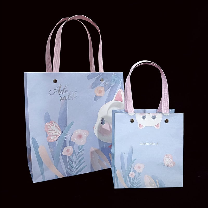 Pungă de hârtie pentru bijuterii în stil Ins, ambalaj de cadou desenat manual, personalizabil