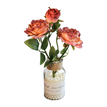 Buchet de trandafiri din mătase pentru interiorul mașinii – vază florală cu design relief, potrivit pentru nunți, decor de casă și recuzită pentru fotografii