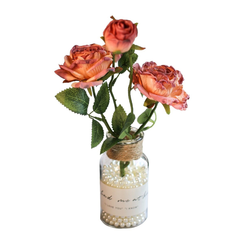 Buchet de trandafiri din mătase pentru interiorul mașinii – vază florală cu design relief, potrivit pentru nunți, decor de casă și recuzită pentru fotografii