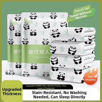 Vienkartinis nepluošto audinio lovos užvalkalų komplektas, keturių dalių rinkinys, storintas spausdintas dizainas, grožio salonams.