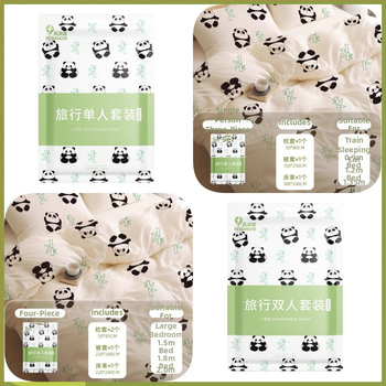 Vienkartinis nepluošto audinio lovos užvalkalų komplektas, keturių dalių rinkinys, storintas spausdintas dizainas, grožio salonams.