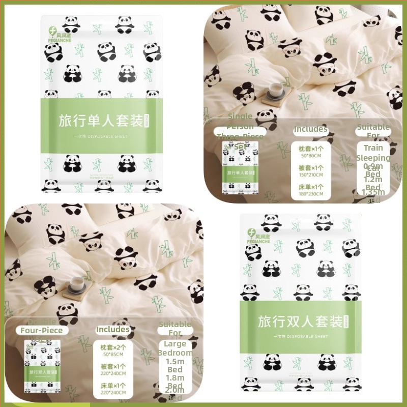 Vienkartinis nepluošto audinio lovos užvalkalų komplektas, keturių dalių rinkinys, storintas spausdintas dizainas, grožio salonams.