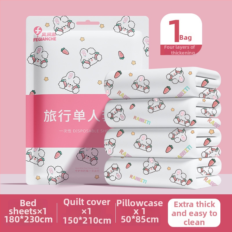 Vienkartinis nepluošto audinio lovos užvalkalų komplektas, keturių dalių rinkinys, storintas spausdintas dizainas, grožio salonams.