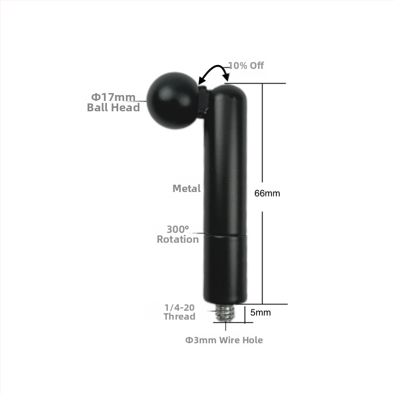 Metalni adapter 1/4 inča, muški/ženski, za 17 mm ball head, kompatibilan s Nb35 cantilever bazom, 90° vertikalna rotacija