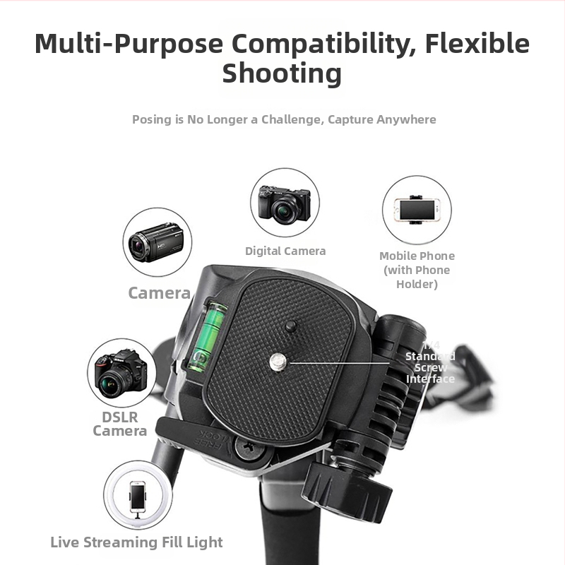 Kameros trikojis komplektas su 3D PTZ, aliuminio lydinys, apkrova 6-10 kg, greito atlaisvinimo plokštelė